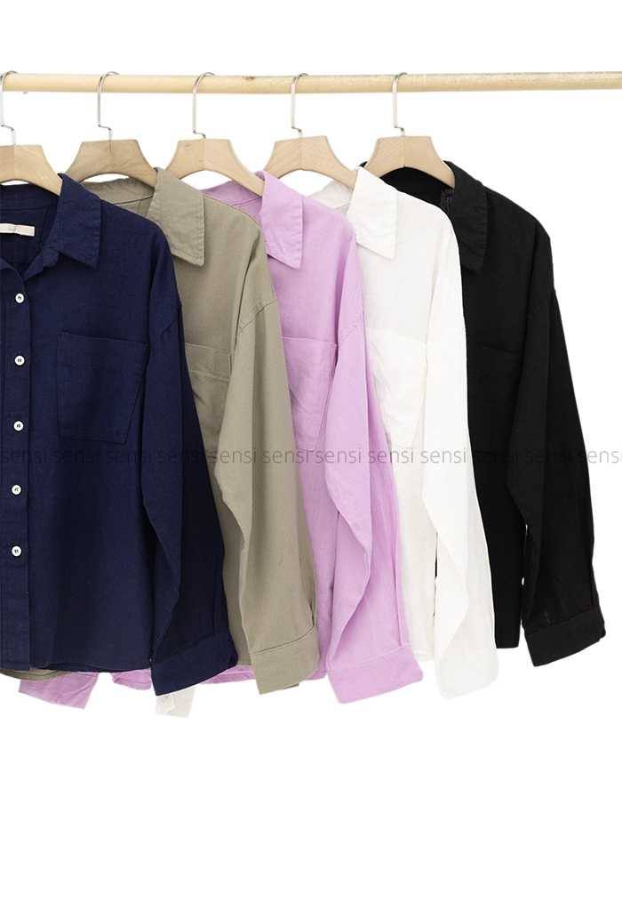 شومیز ساده رنگی لینن کد1005305